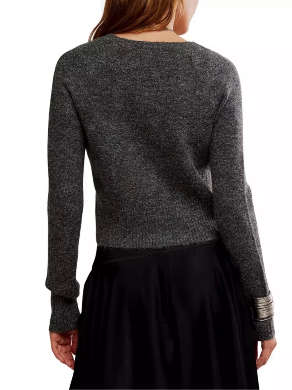 Free People School Girl V-Neck Cardigan in Charcoal Size Large - Picture 3 of 14